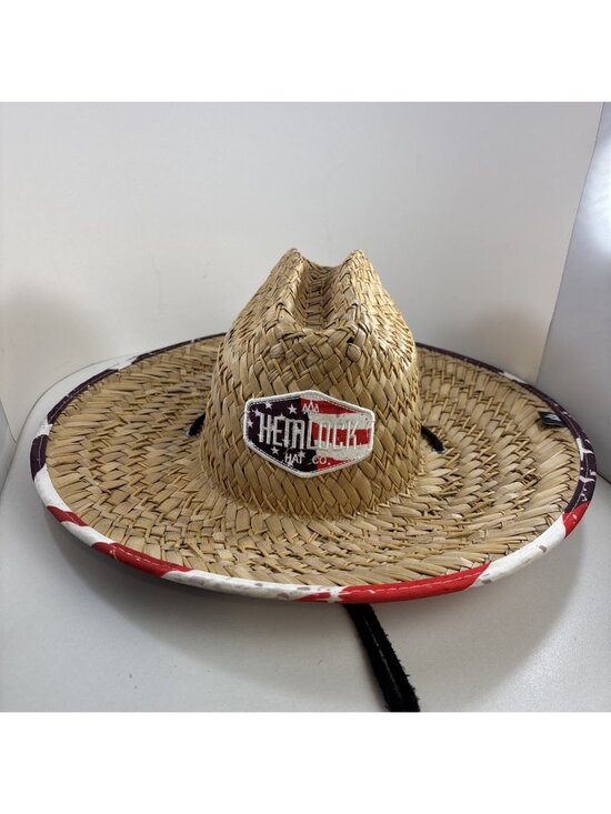 Hemlock Hat Co Other - Hemlock Hat Company Straw Beach Sun Hat One Size Chin Strap American Flag Print